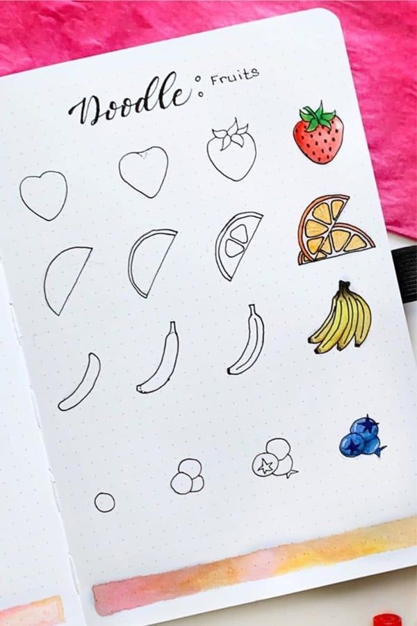 Doodles to Draw: Fun and Colorful Fruits for Your Sketchbook