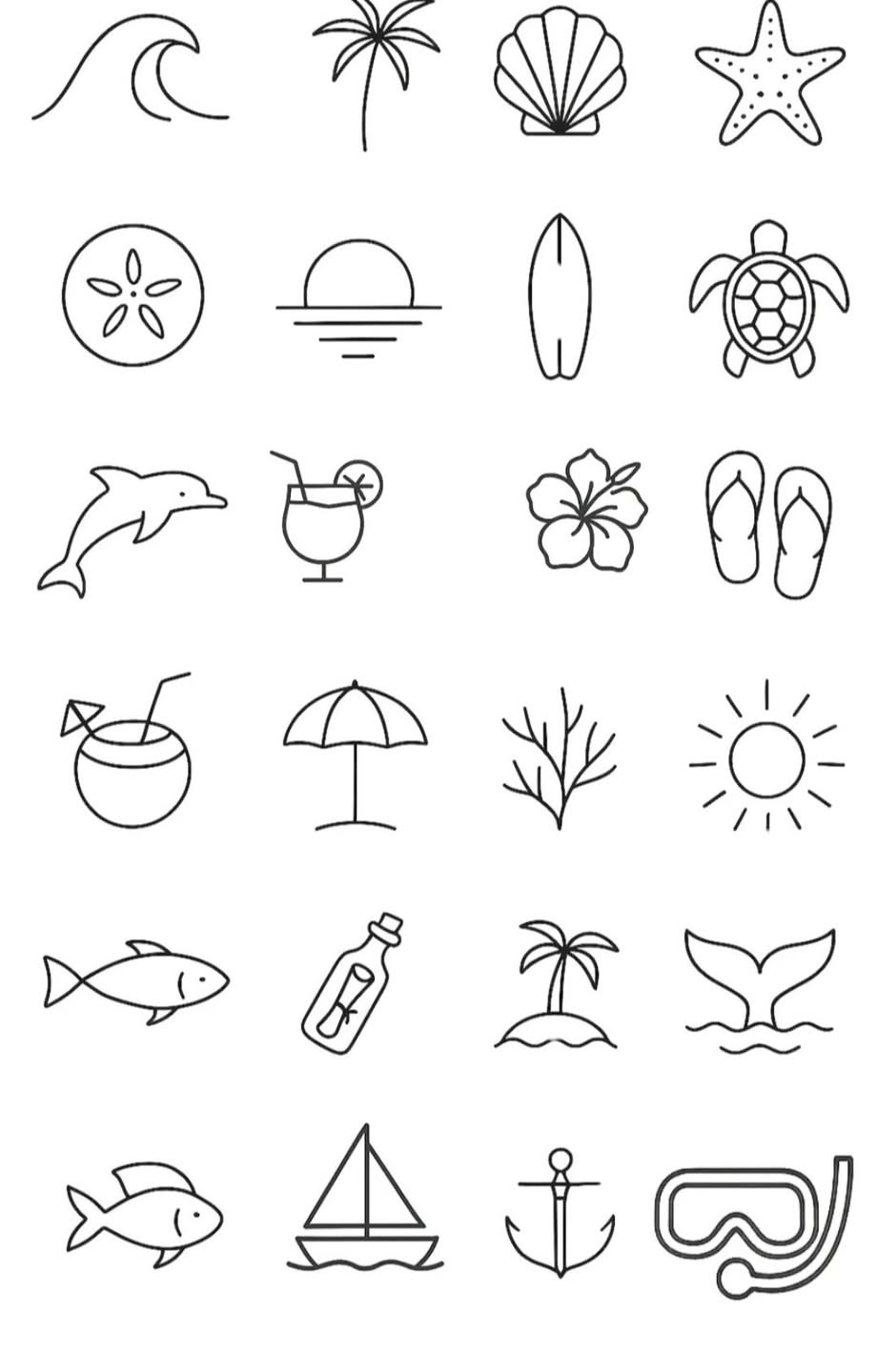 Fun Beach Icons and Coastal Scenes