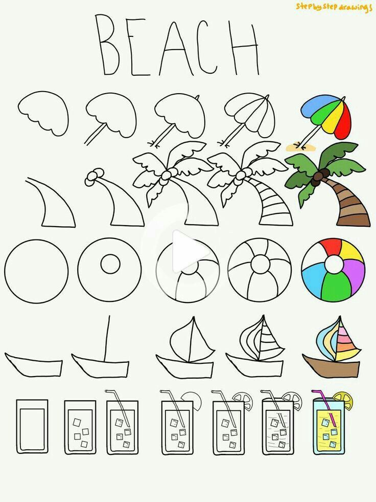 Fun Beach Scenes with Palm Trees and Summer Drinks