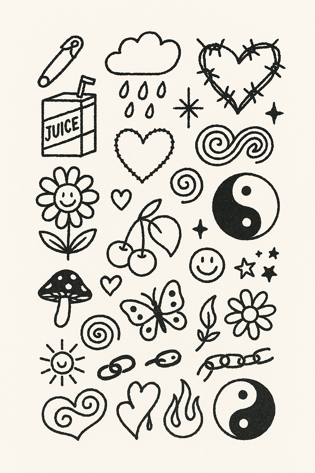 Playful Patterns of Flowers, Hearts, and Nature Elements