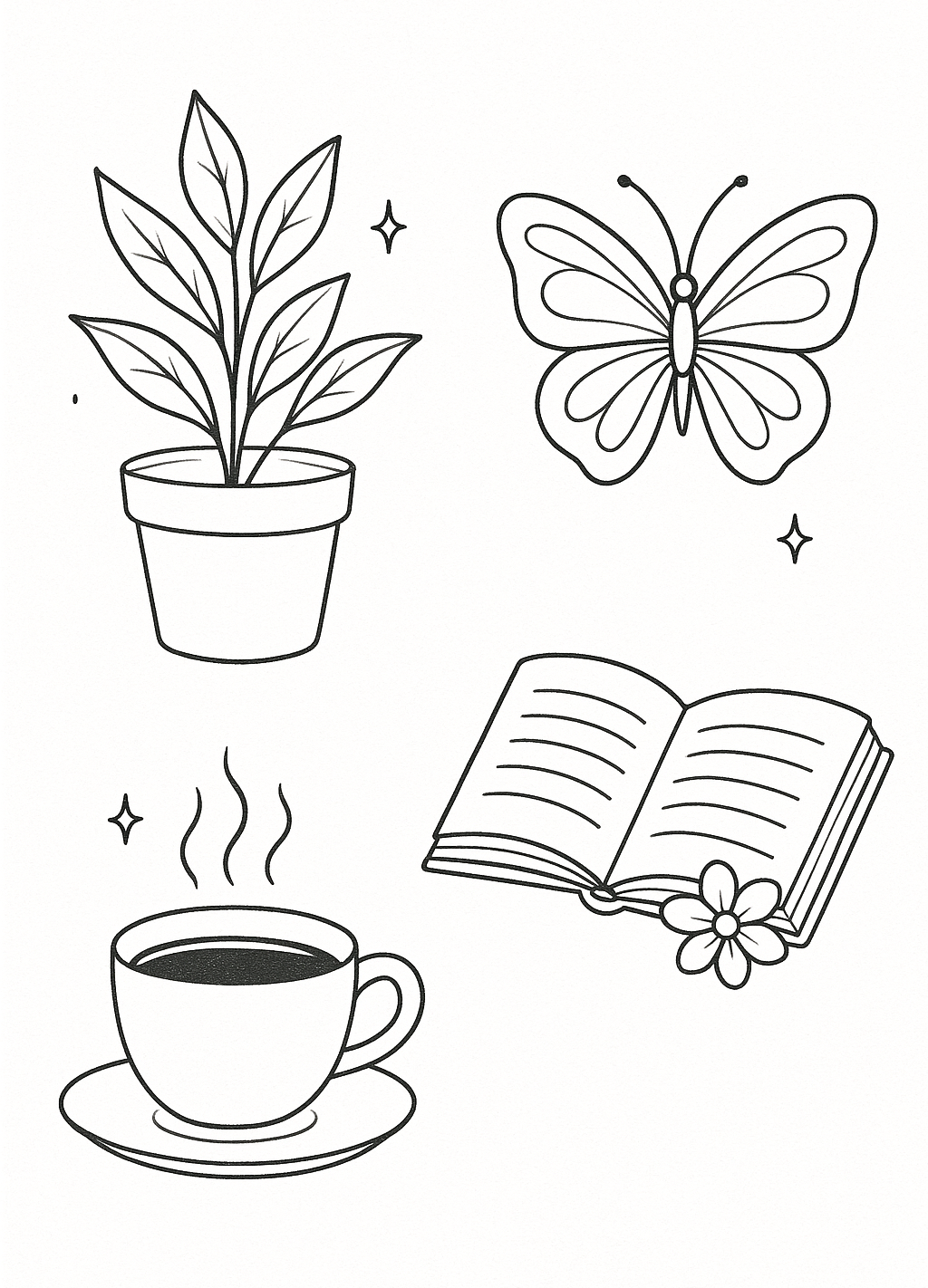 Stylish Plants, Butterflies, and Cozy Coffee Moments