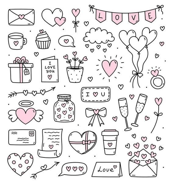Whimsical Love Icons and Hearts Collection