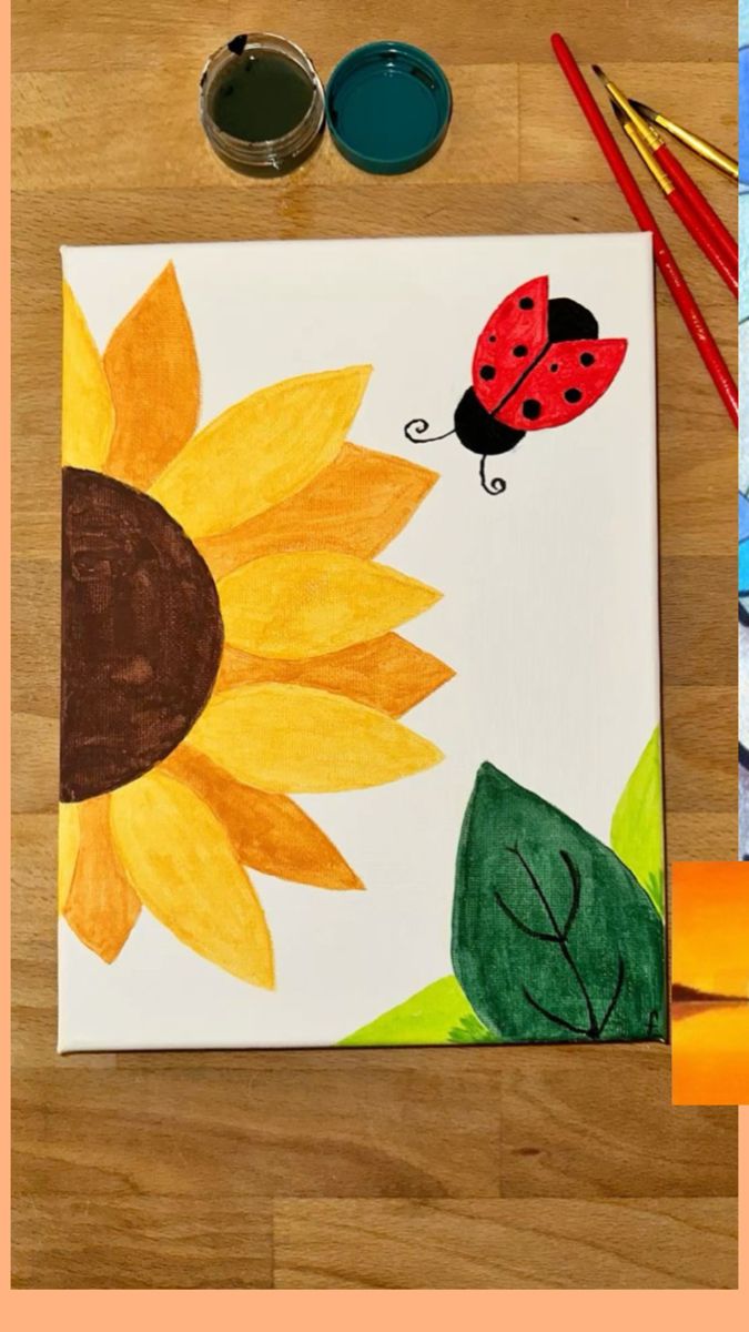 Adorable Sunflower with Ladybug