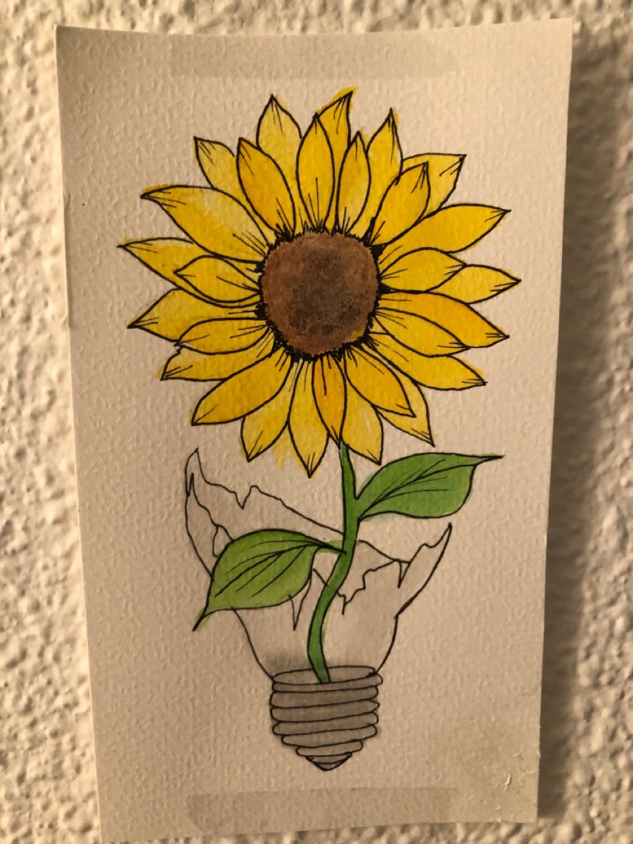 Bold Sunflower in Light Bulb