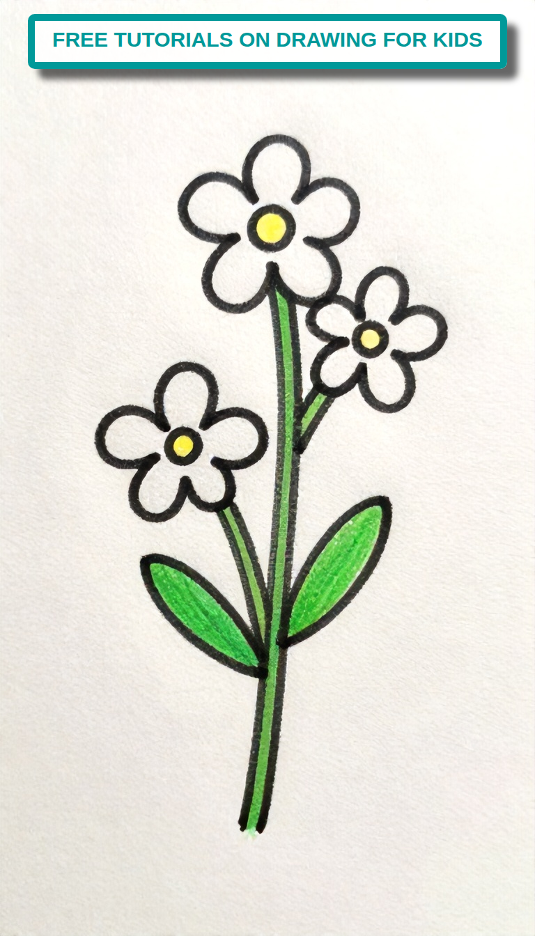 Easy Flowers to Draw: Charming Daisies with Green Stems