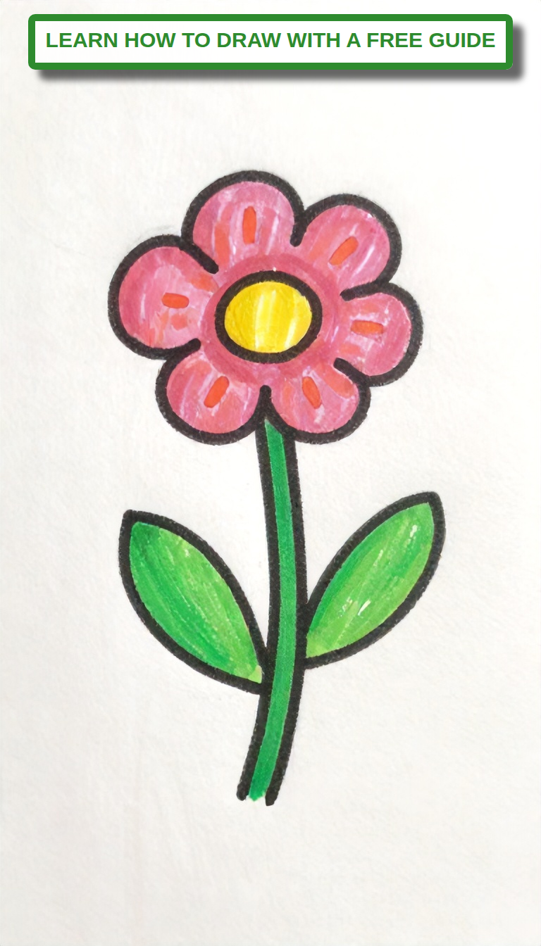 Charming Pink Flower with Green Leaves