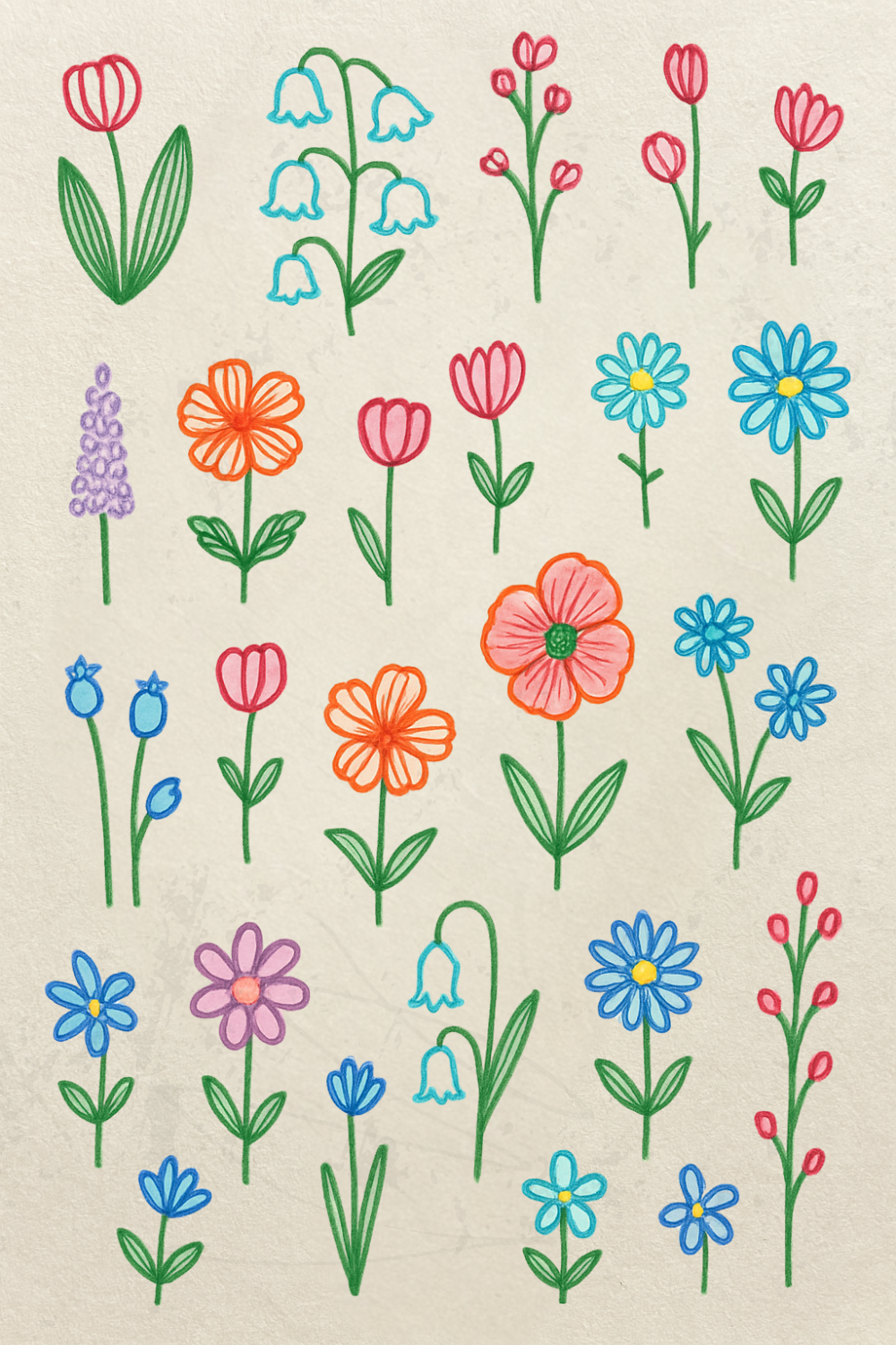 Easy Flowers to Draw: Colorful Flower Bouquet with Various Designs