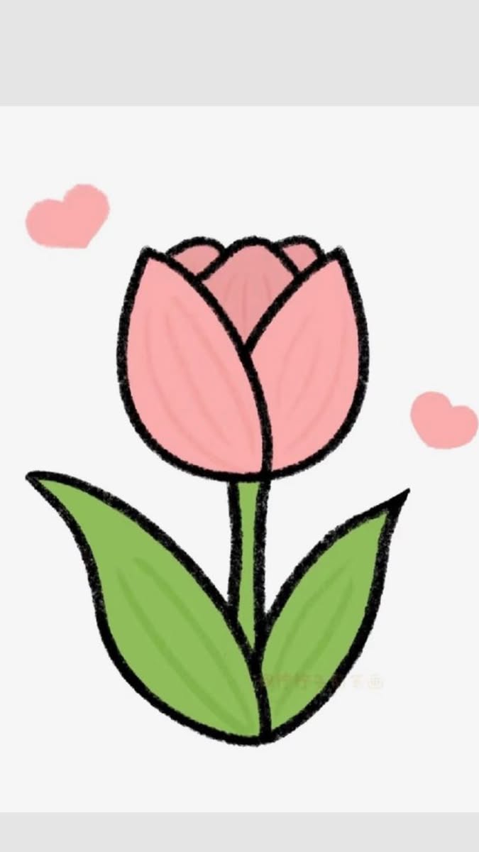 Cute Pink Tulip with Heart Accents