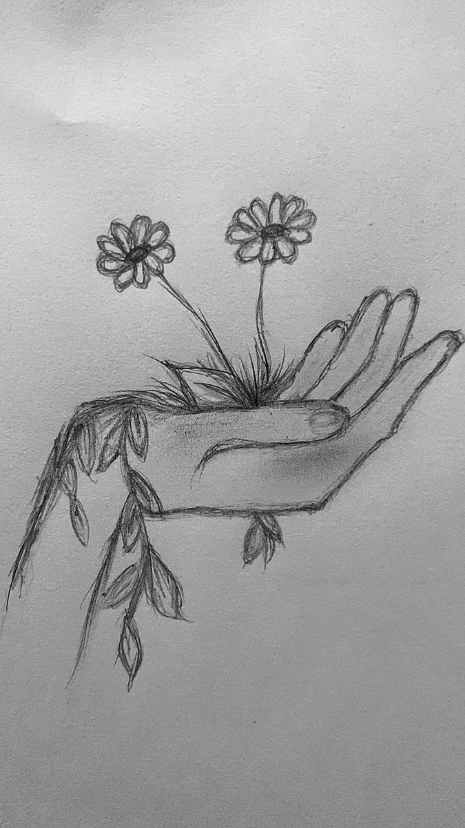 Hand with Blossoming Flowers