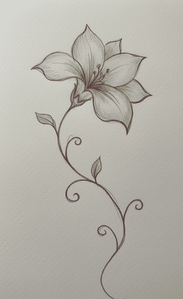 Simple Elegant Lily with Swirls