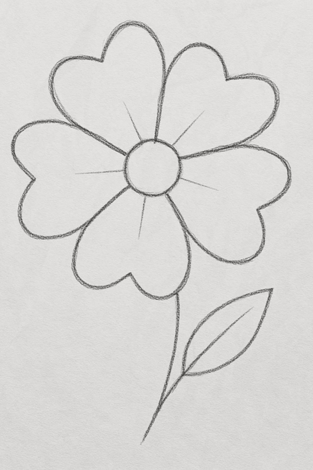 Simple Heart-Shaped Flower with Stem