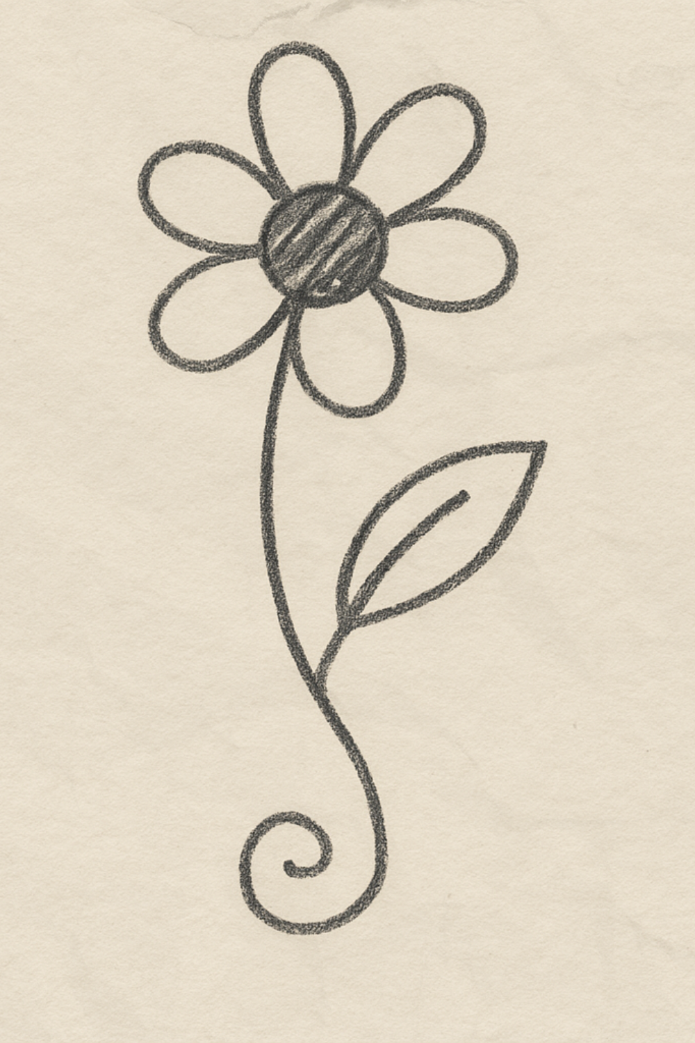 Simple Outline Flower with Curly Stem