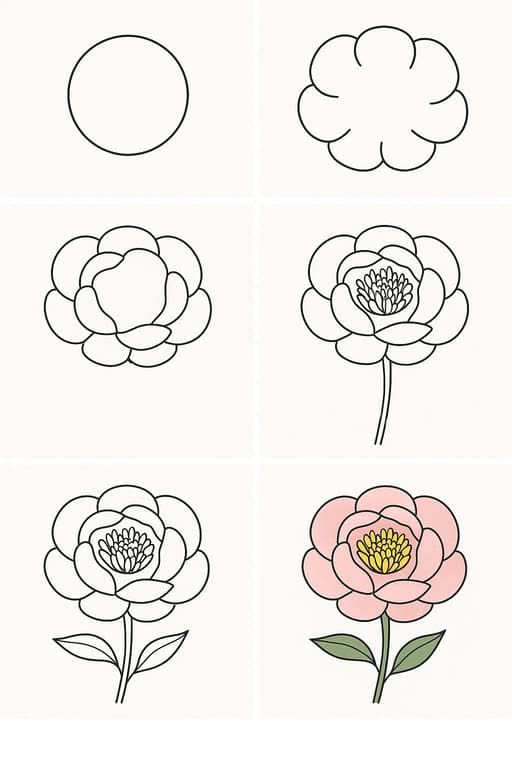 Simple Peony Step by Step