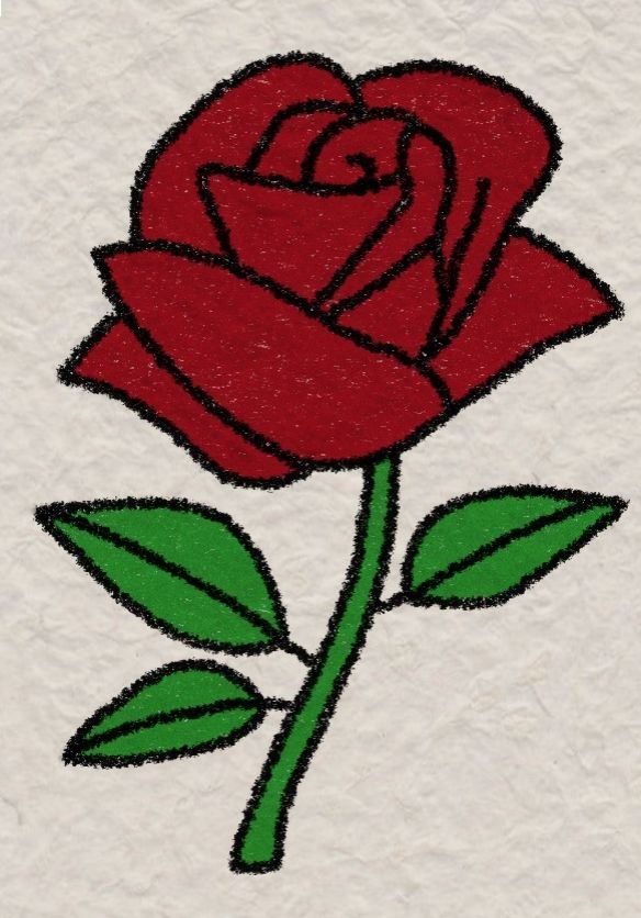 Simple Red Rose with Green Leaves