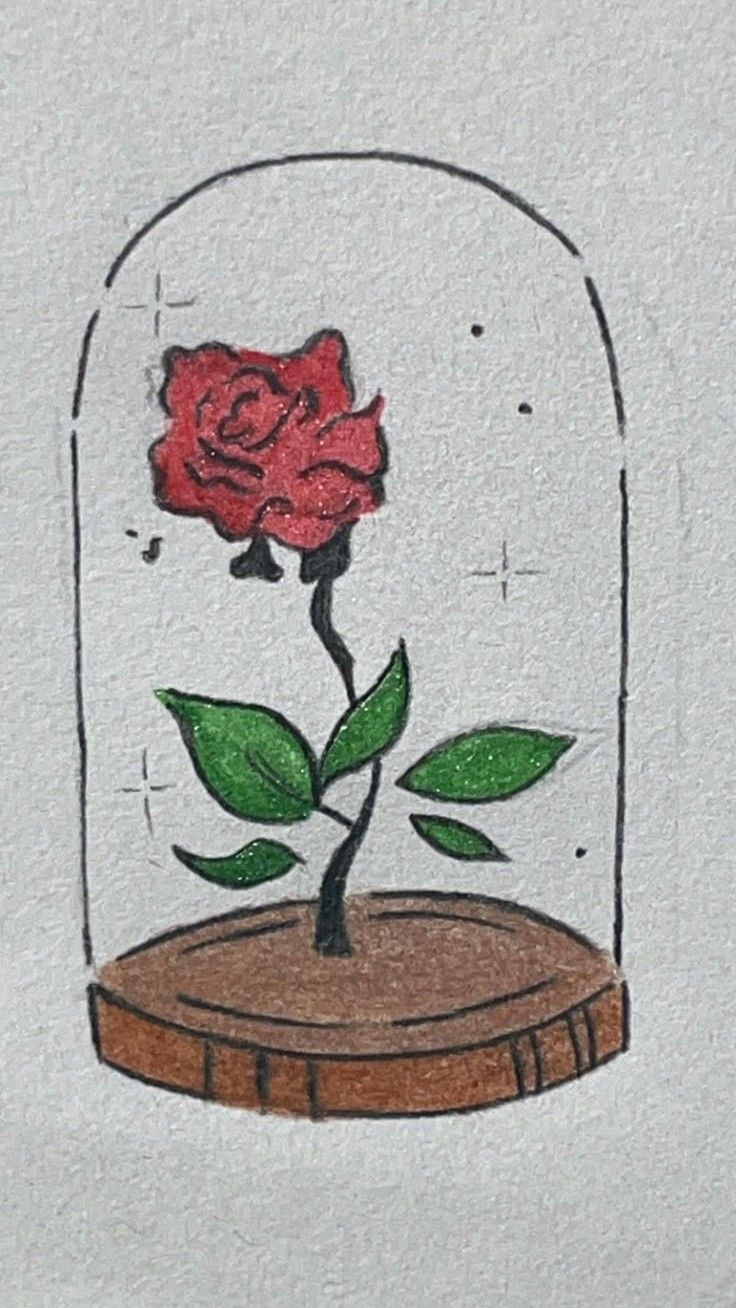 Simple Rose in a Glass Dome