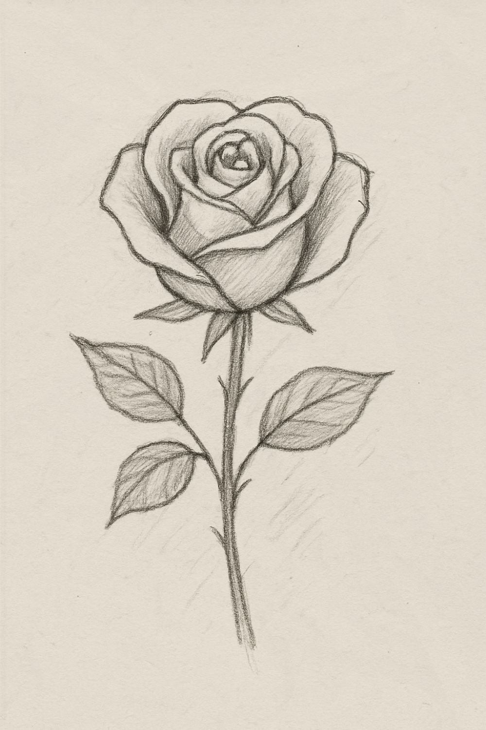 Simple Rose Sketch with Stem