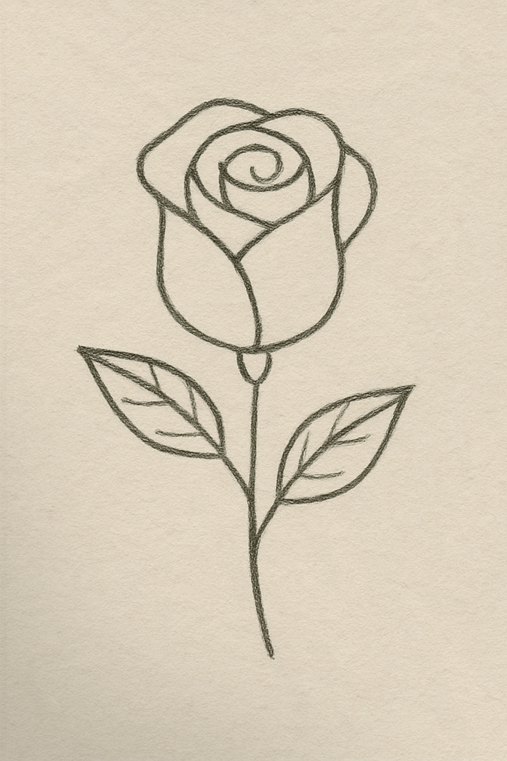 Simple Rose with Leafy Stem