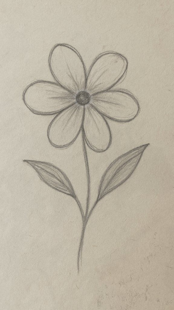 Simple Sketch of a Blooming Flower