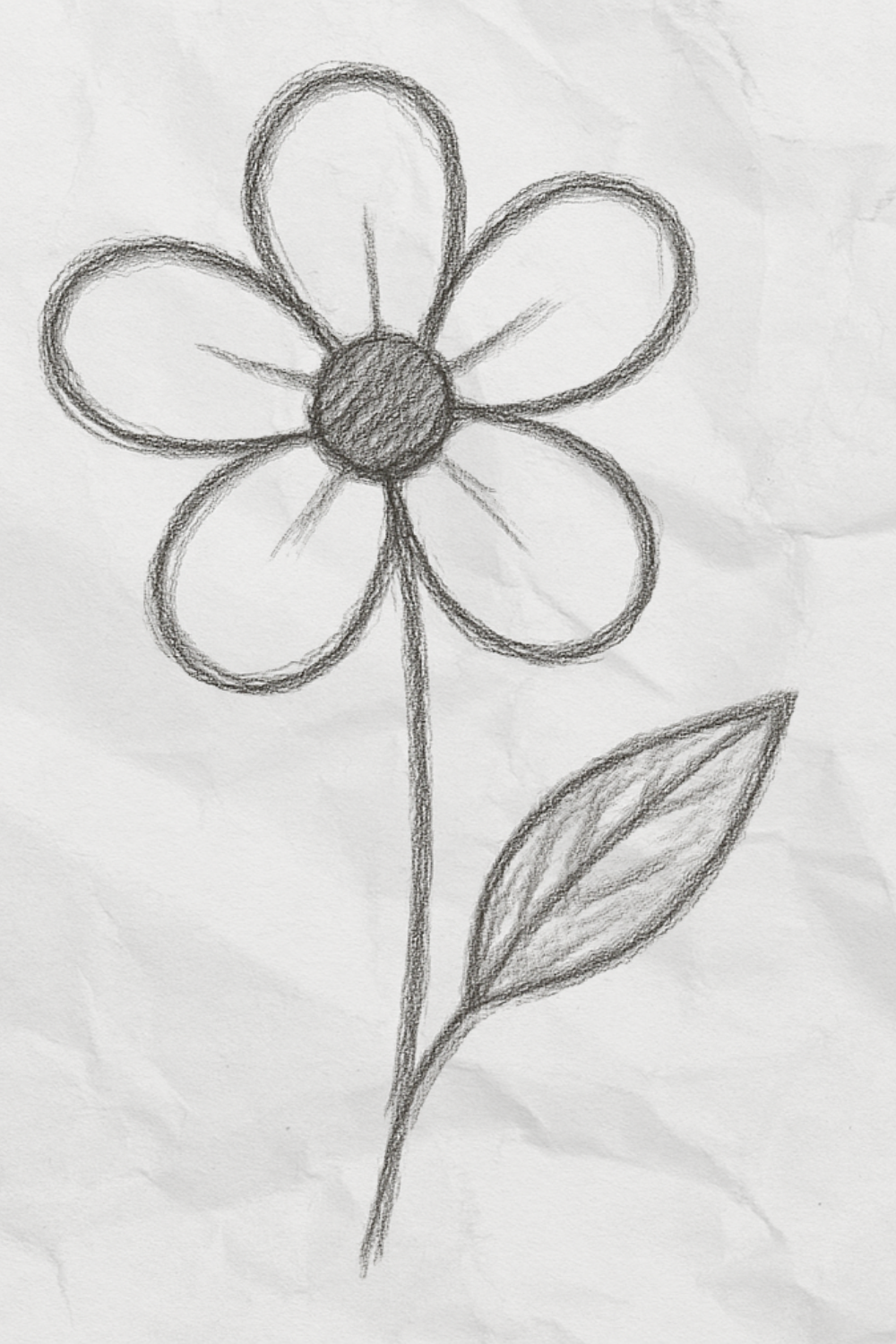 Simple Sketch of a Flower with Leaf