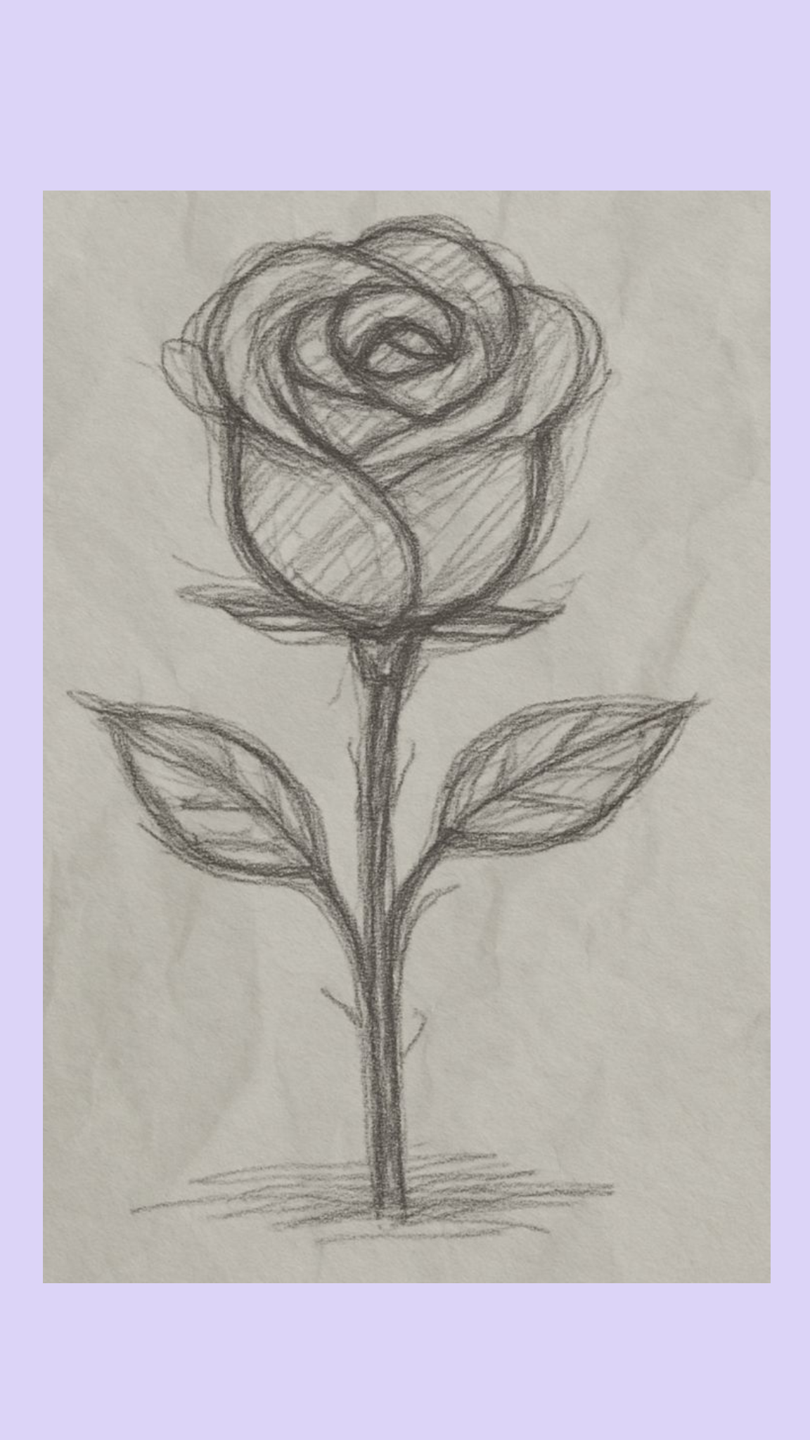 Simple Sketch of a Rose with Leaves