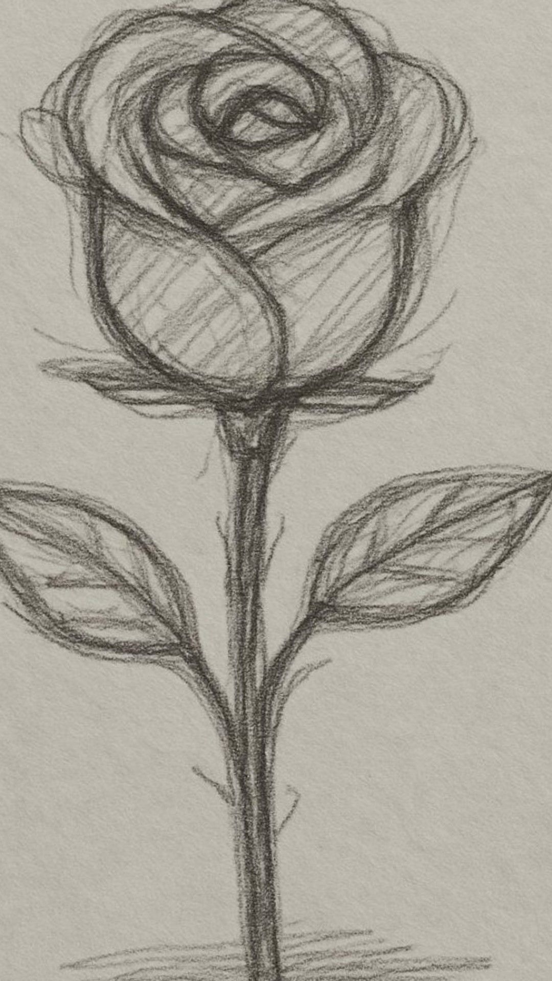 Simple Sketch of a Rose with Stem