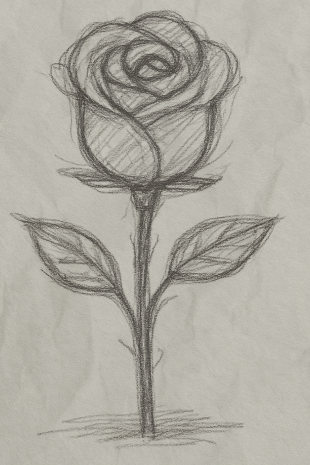 Simple Sketch of a Rose with Stem