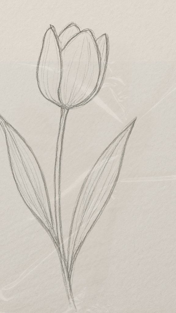 Easy Flowers to Draw: Simple Sketch of a Tulip Stem