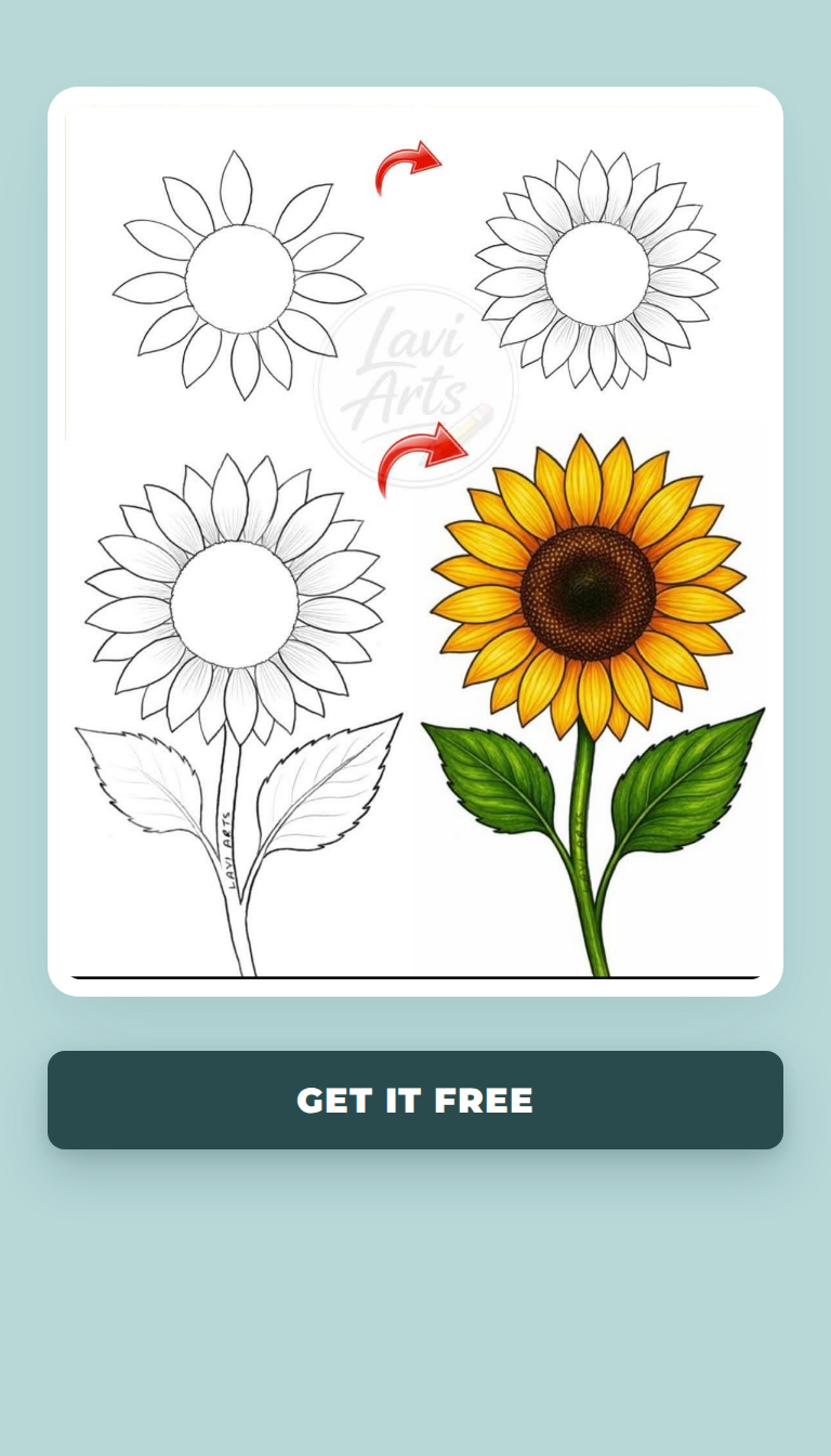 Simple Sunflower with Leaves
