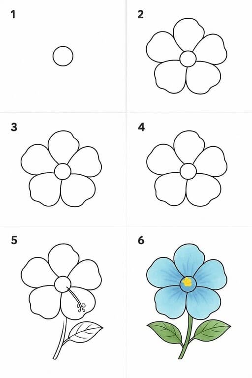 Step-by-Step Blue Flower Tutorial