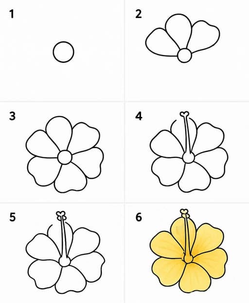 Step-by-Step Hibiscus Illustration