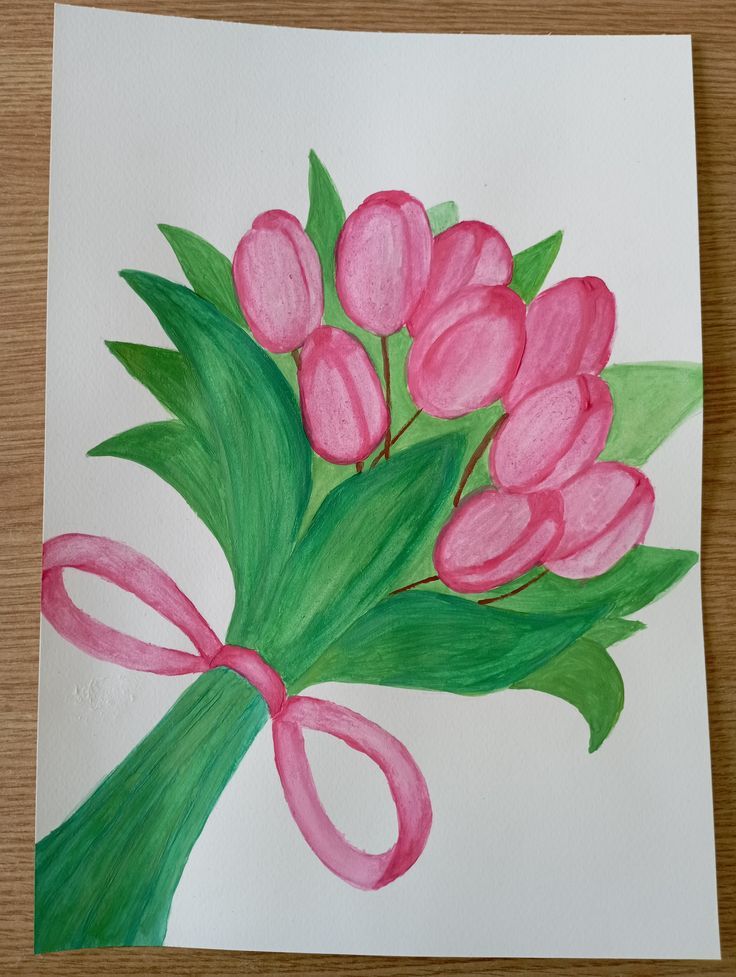 Sweet Pink Tulip Bouquet with Ribbon