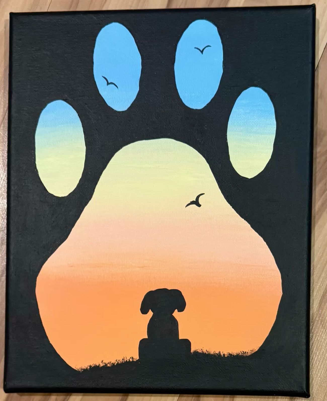 Easy Things to Paint: Adorable Dog Silhouette in Paw Print
