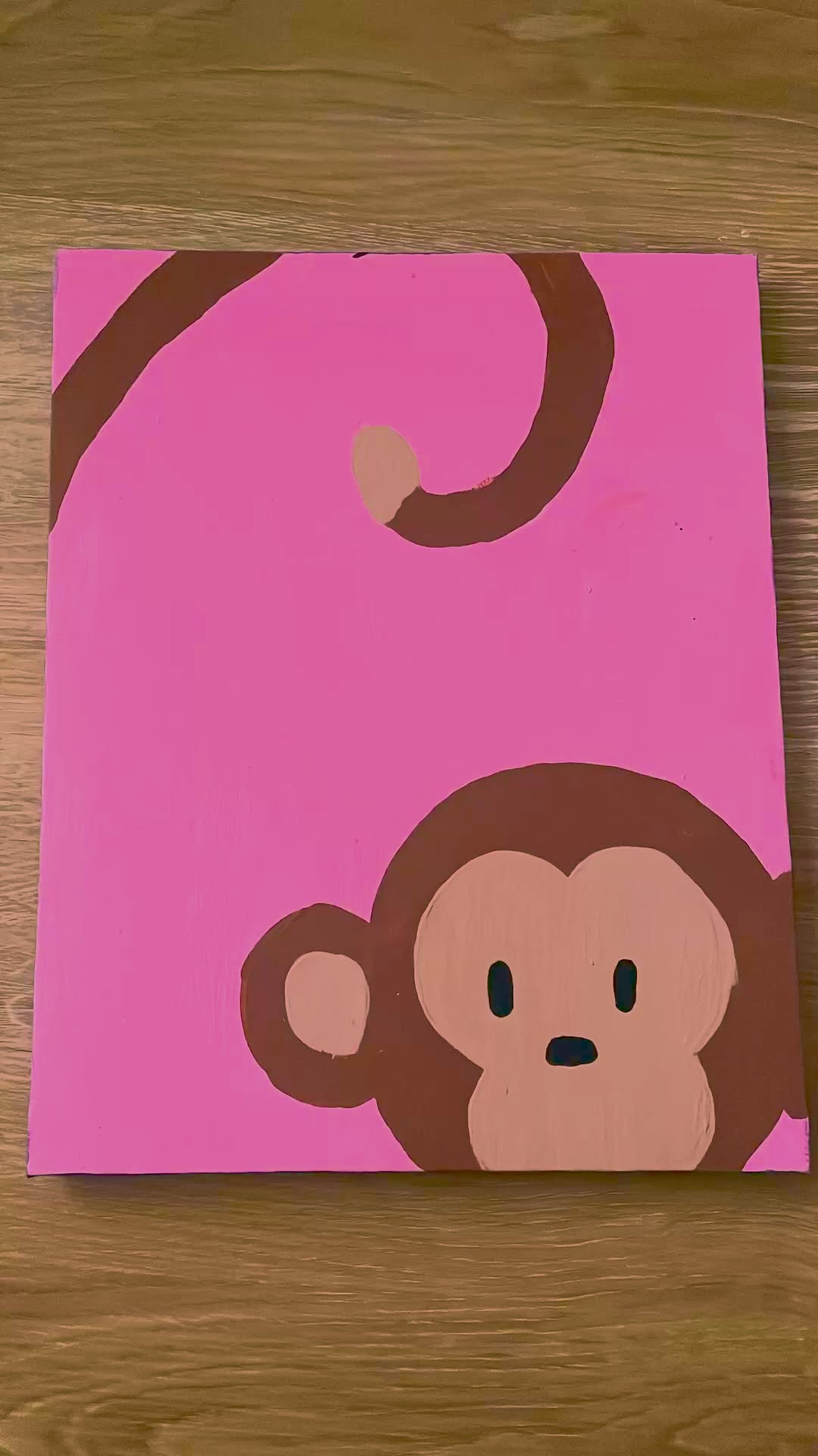 Adorable Monkey on Pink Canvas