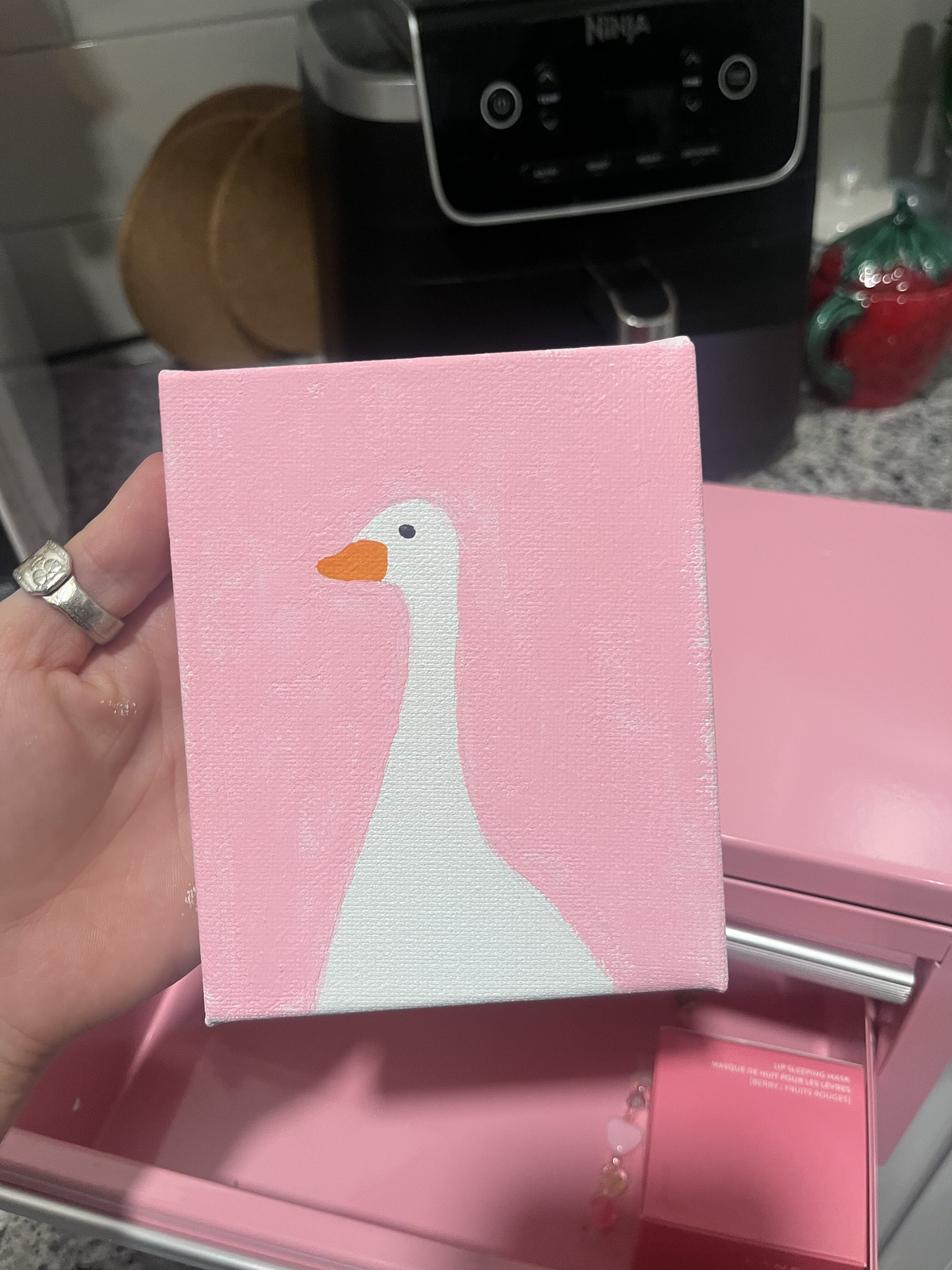Adorable Pink Background Goose