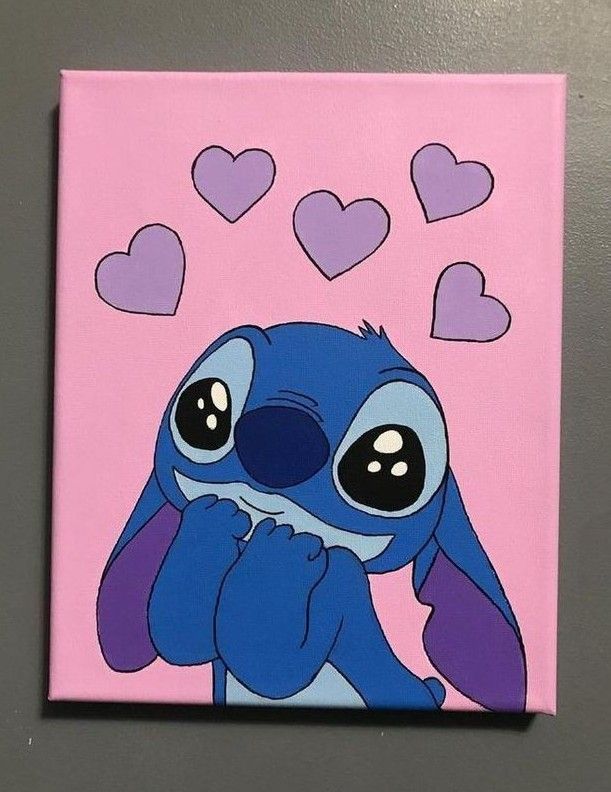 Easy Things to Paint: Adorable Stitch with Hearts