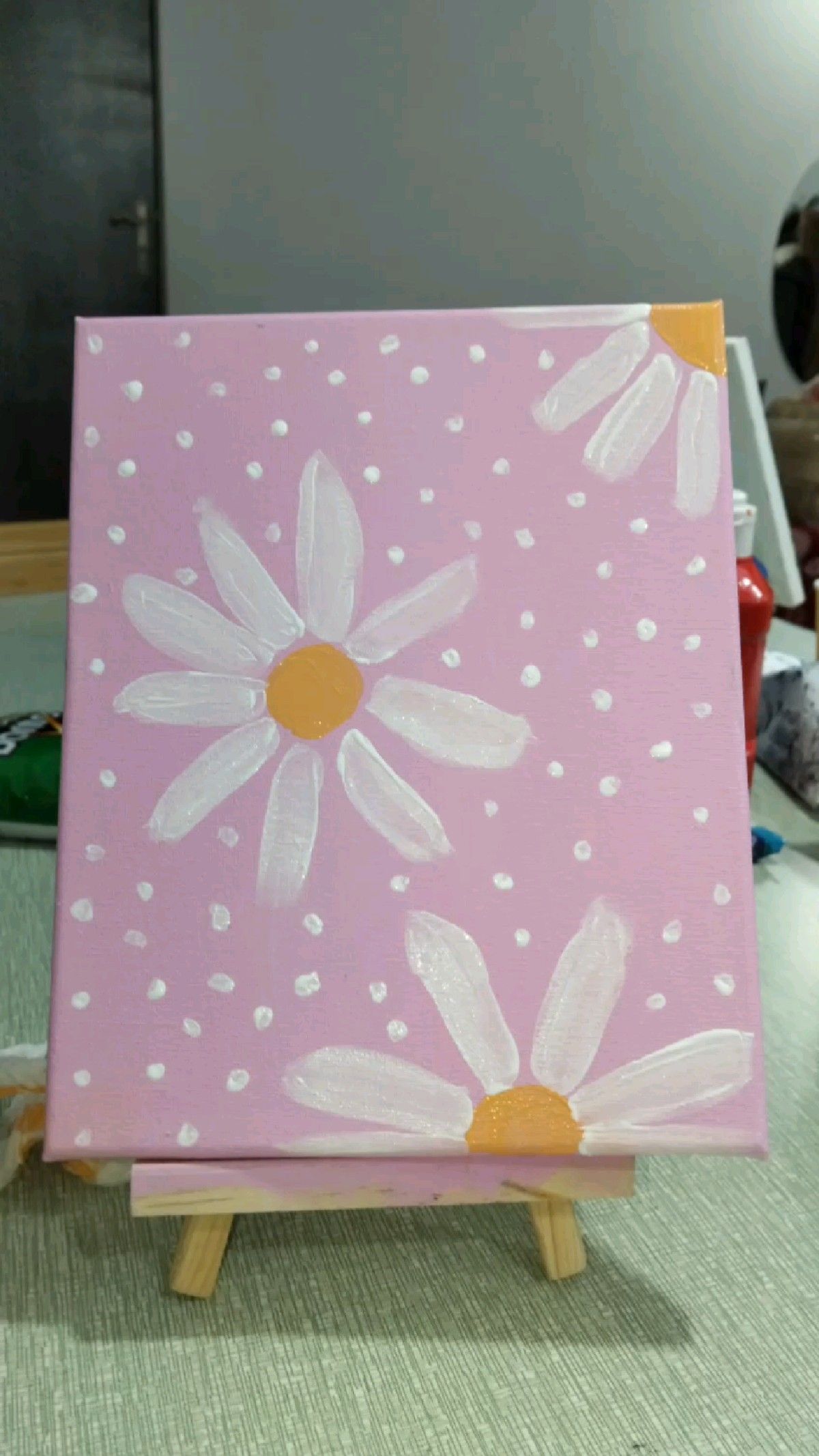 Charming Daisies on Pink Canvas
