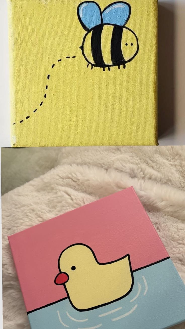 Cute Bee and Duck Watercolor Duo