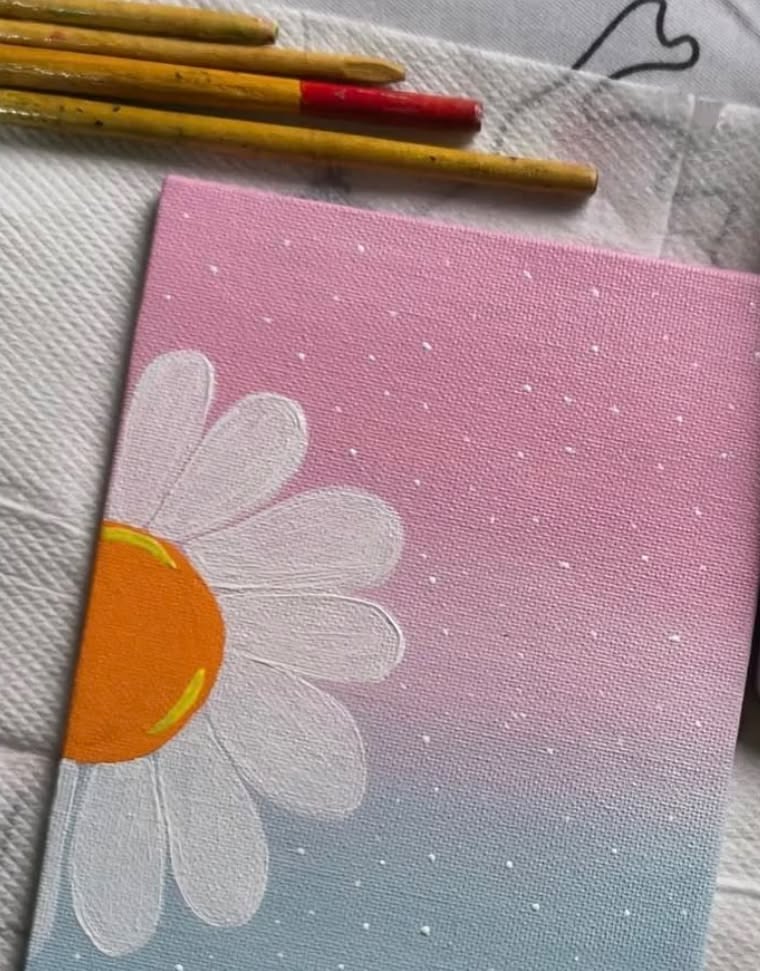 Cute Daisy Bloom on Gradient Background