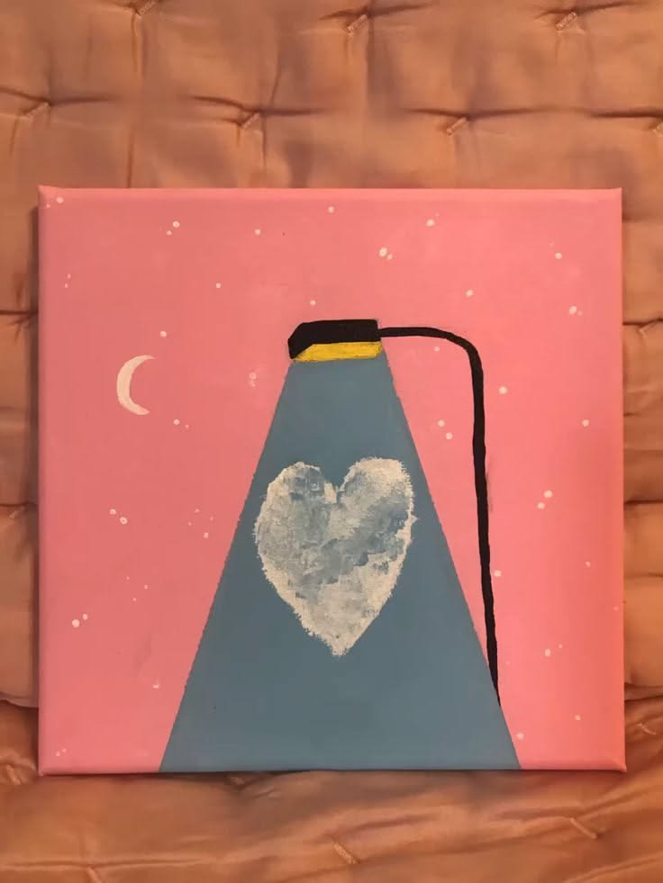 Cute Heart with Lamp under the Moon