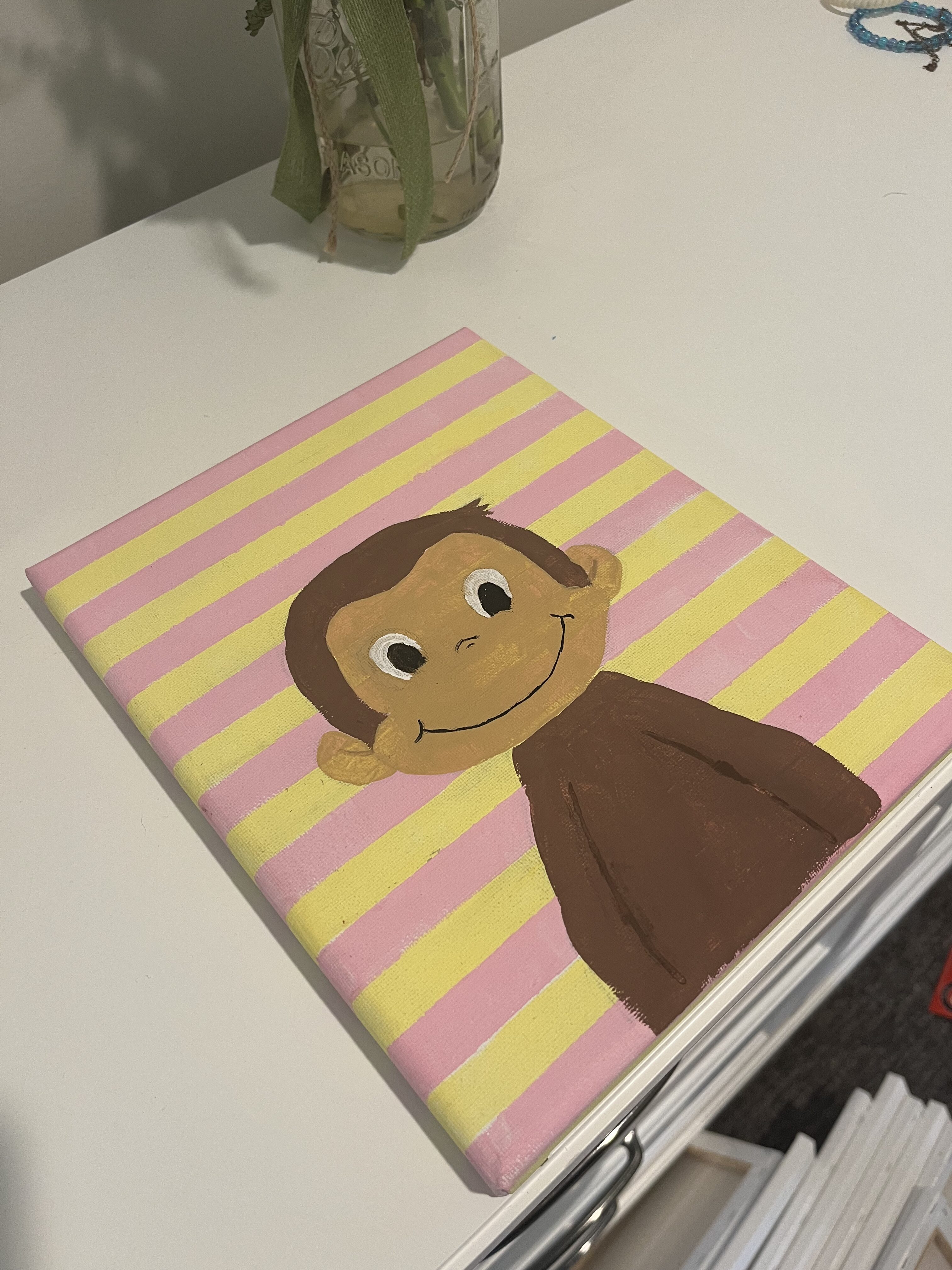 Cute Monkey with Striped Background