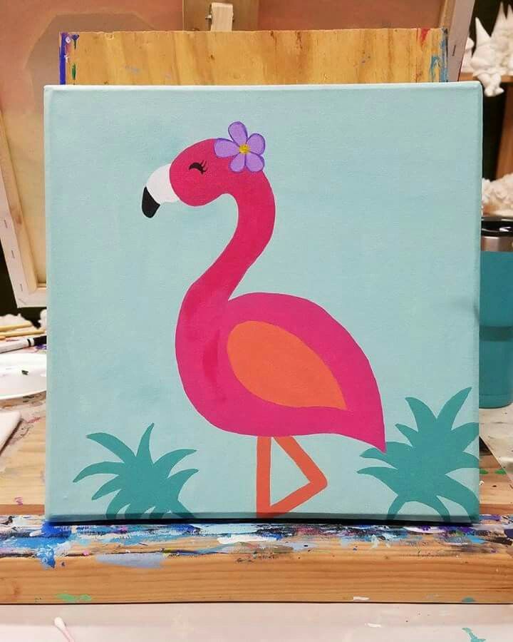 Easy Things to Paint: Cute Pink Flamingo with Tropical Vibes