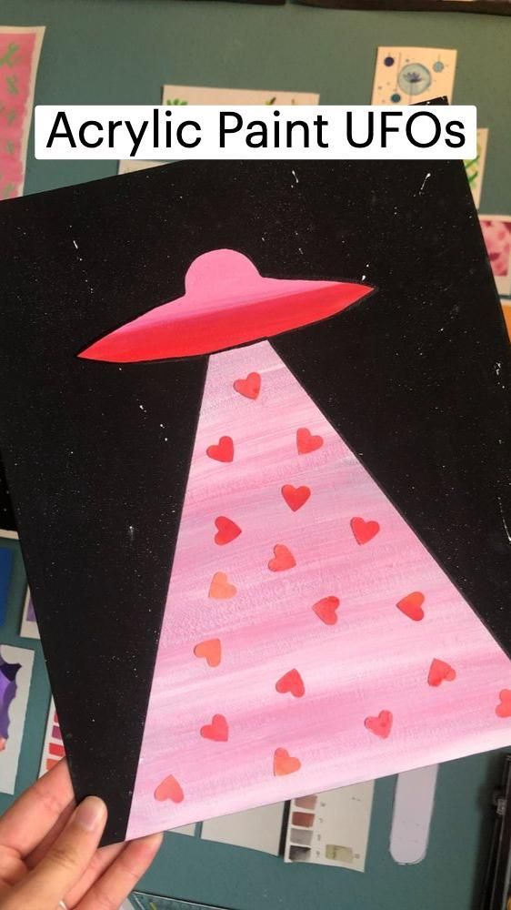 Cute UFO with Hearts
