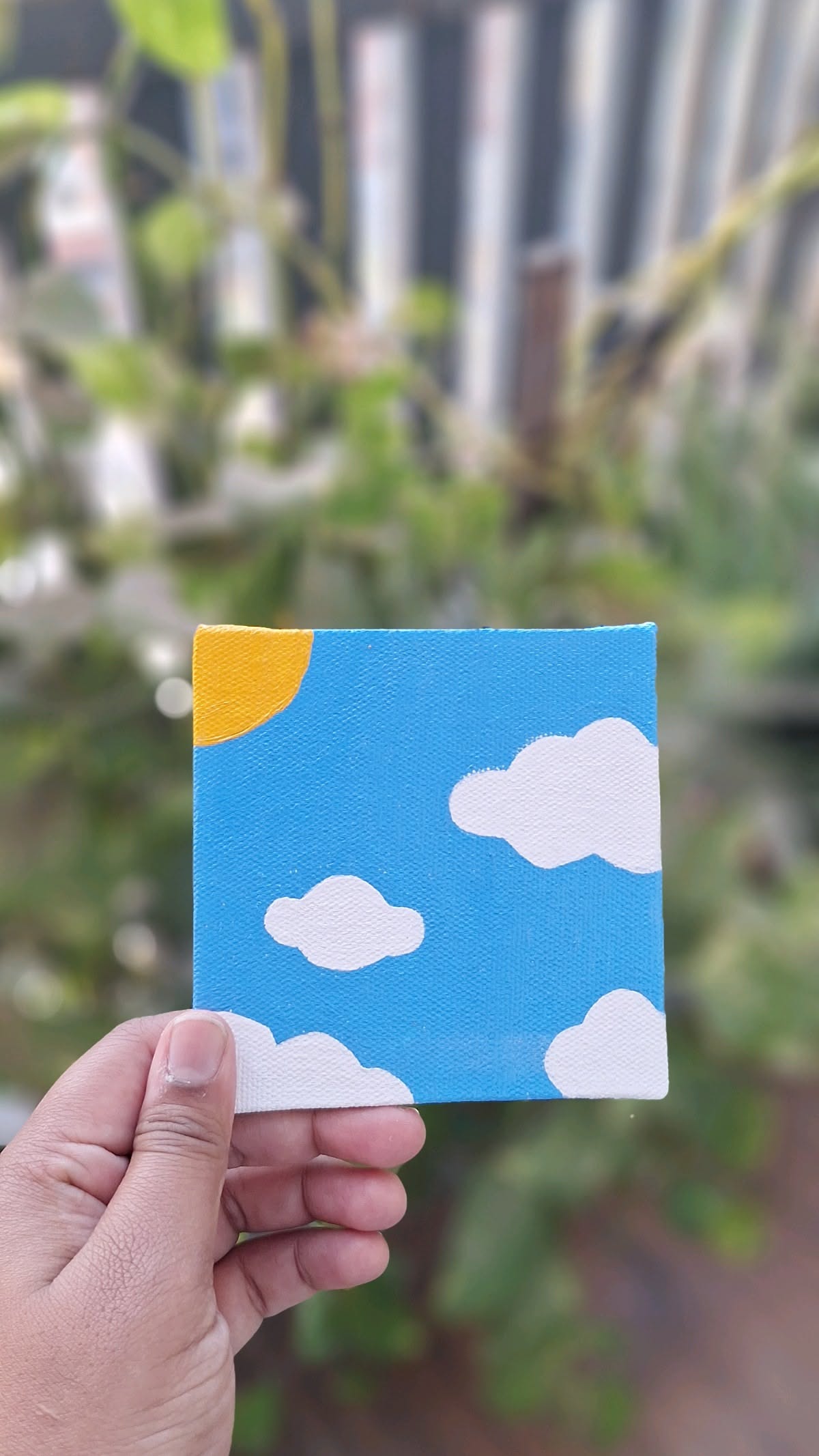 Easy Things to Paint: Simple Blue Sky with Clouds and Sun
