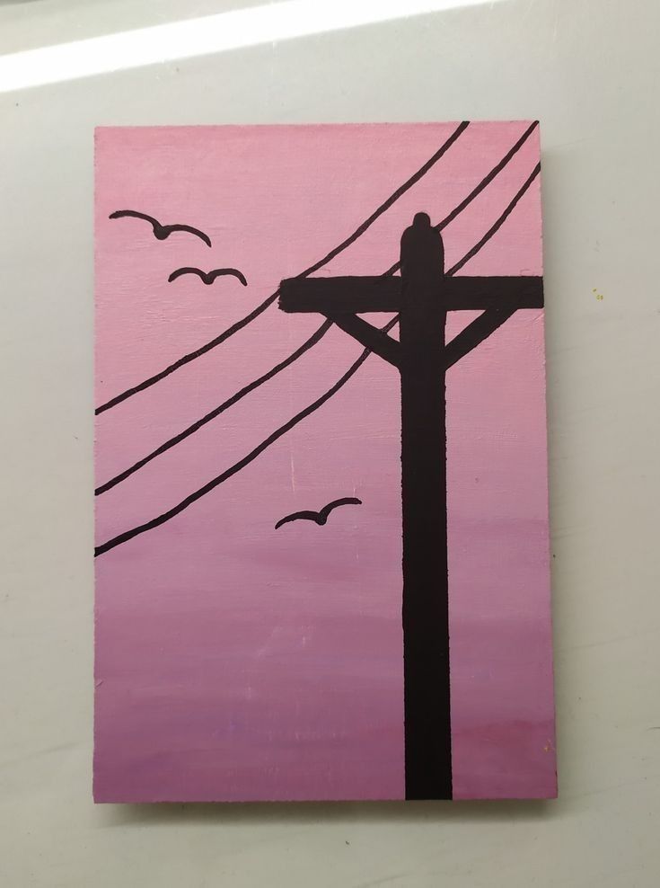 Simple Silhouette of a Power Line at Sunset