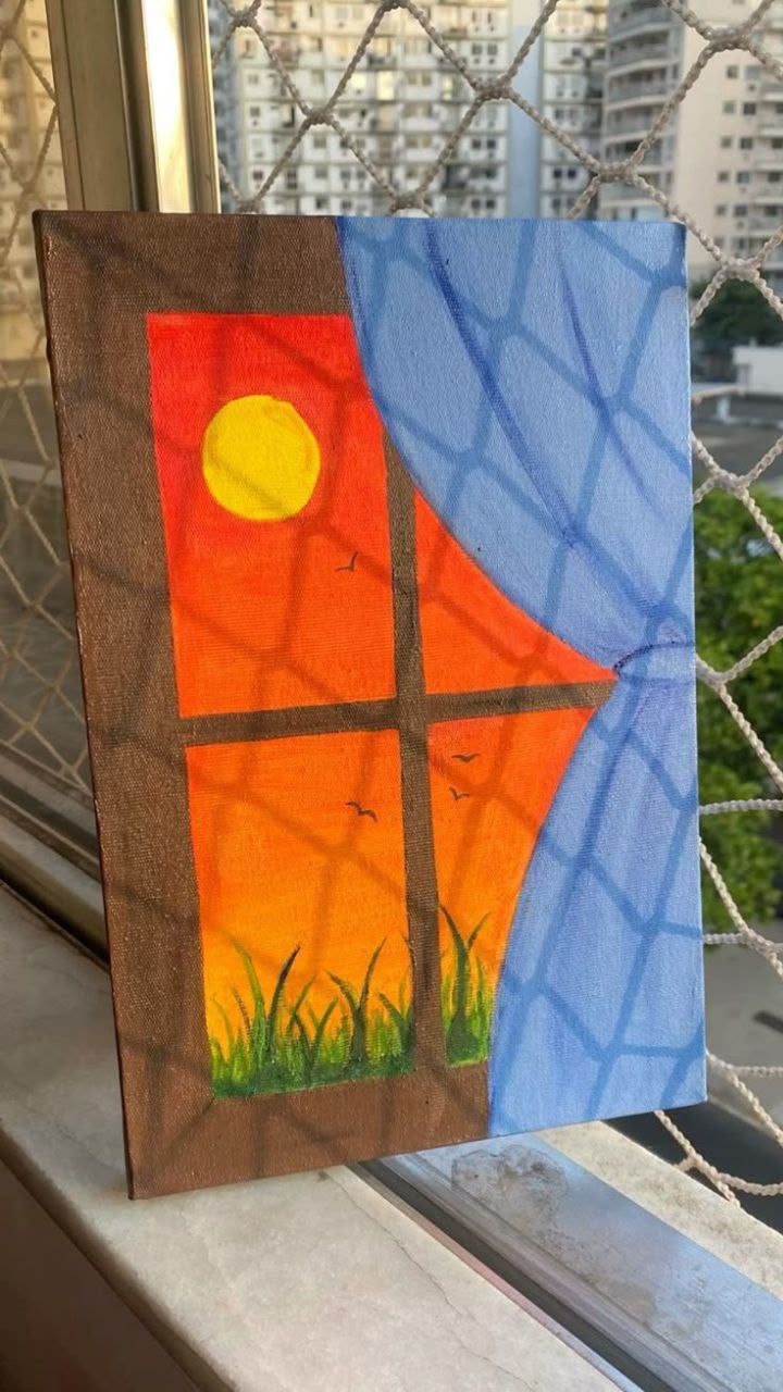 Simple Window View with Sunset