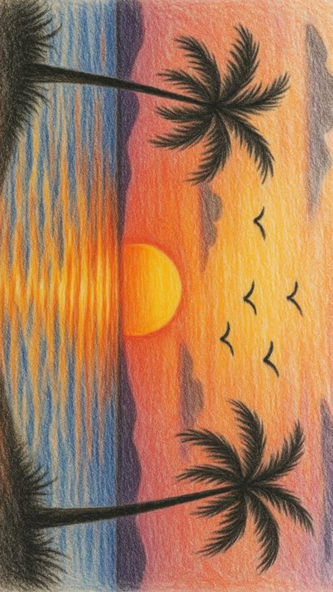 Vibrant Sunset Over Tropical Beach