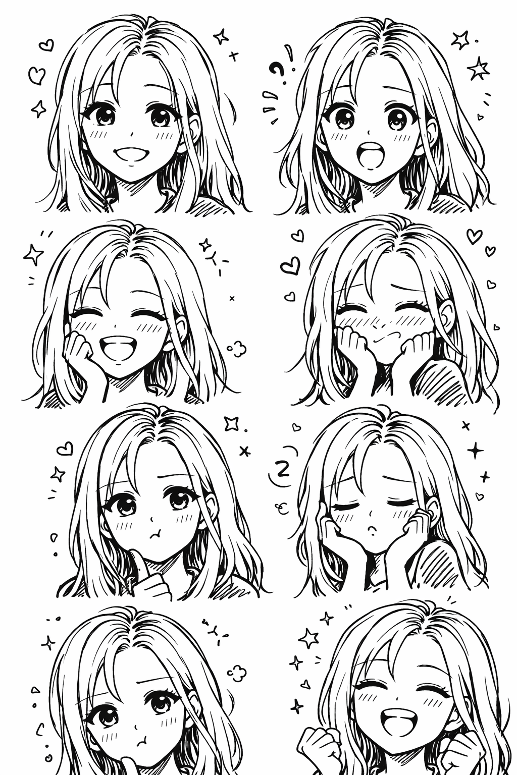 Kawaii Emotions with Various Facial Expressions