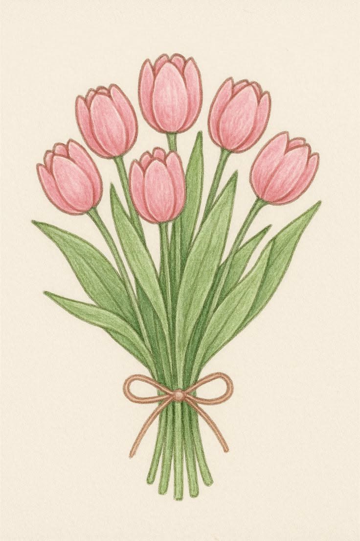 Charming Pink Tulip Bouquet with Green Leaves