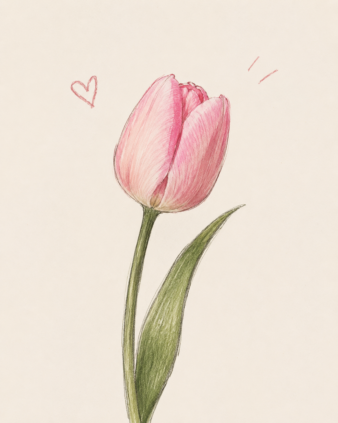 Charming Pink Tulip with Heart Accents