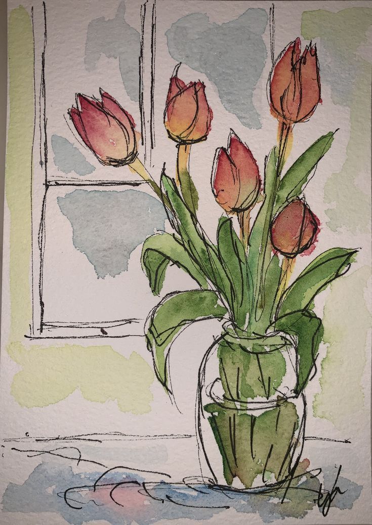 Charming Tulip Bouquet in Glass Vase